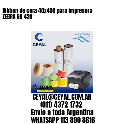 Ribbon de cera 40×450 para impresora ZEBRA GK 420