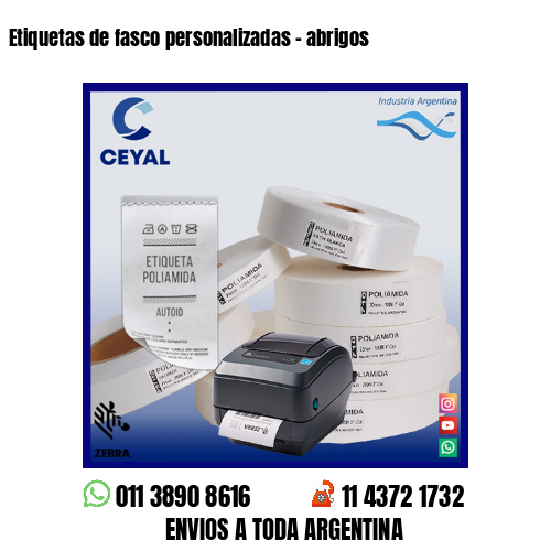 Etiquetas de fasco personalizadas - abrigos