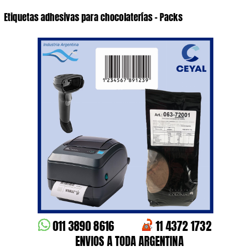 Etiquetas adhesivas para chocolaterías - Packs