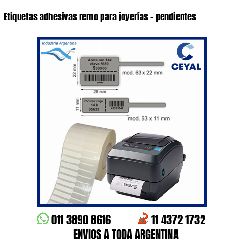 Etiquetas adhesivas remo para joyerías - pendientes