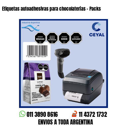 Etiquetas autoadhesivas para chocolaterías - Packs