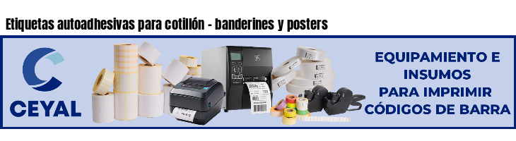 Etiquetas autoadhesivas para cotillón - banderines y posters