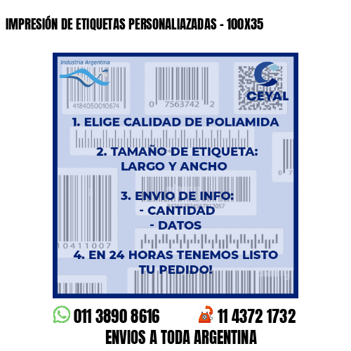 IMPRESIÓN DE ETIQUETAS PERSONALIAZADAS - 100X35