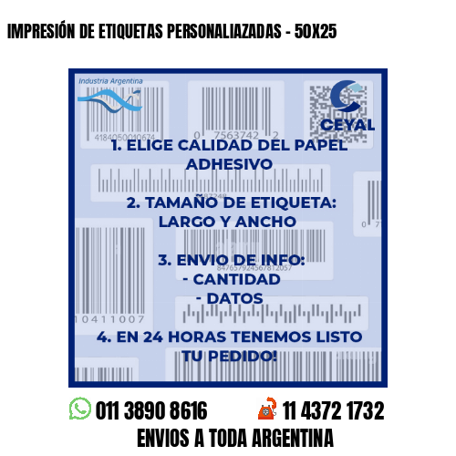 IMPRESIÓN DE ETIQUETAS PERSONALIAZADAS - 50X25