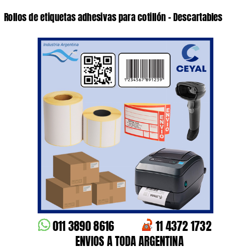 Rollos de etiquetas adhesivas para cotillón – Descartables