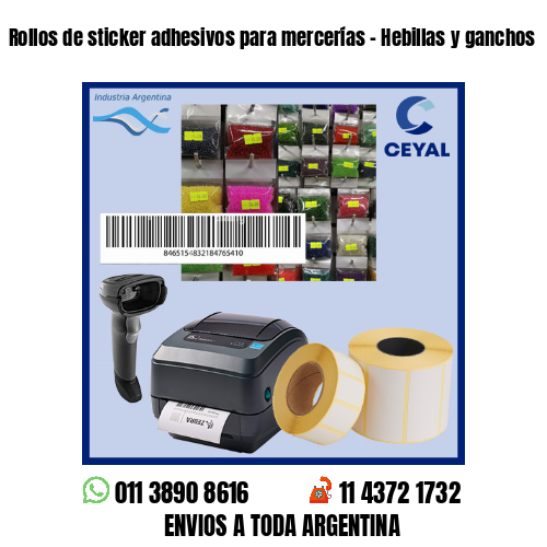 Rollos de sticker adhesivos para mercerías - Hebillas y ganchos