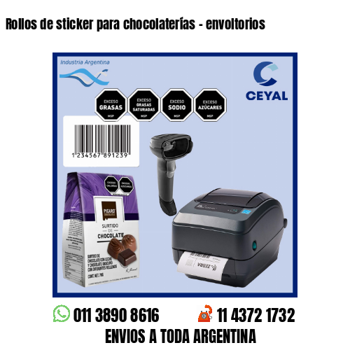 Rollos de sticker para chocolaterías - envoltorios