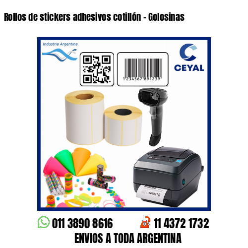 Rollos de stickers adhesivos cotillón – Golosinas