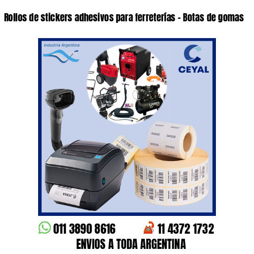 Rollos de stickers adhesivos para ferreterías – Botas de gomas