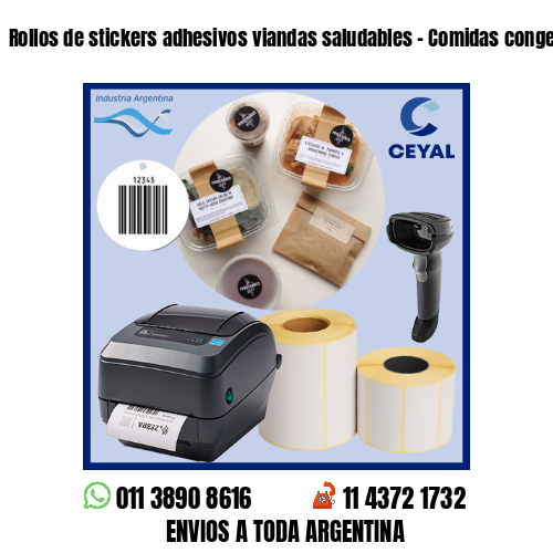 Rollos de stickers adhesivos viandas saludables - Comidas congeladas