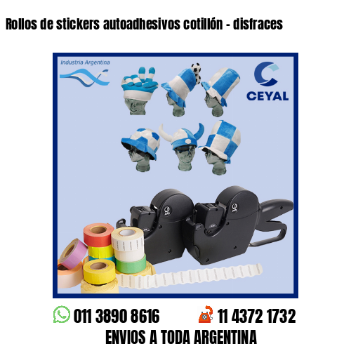 Rollos de stickers autoadhesivos cotillón - disfraces