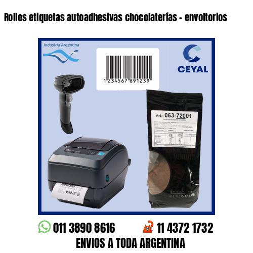 Rollos etiquetas autoadhesivas chocolaterías - envoltorios