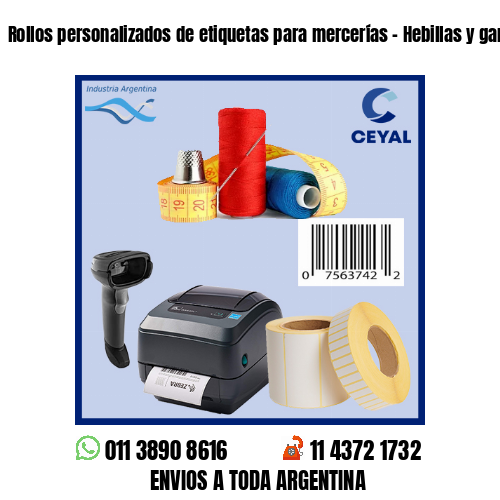 Rollos personalizados de etiquetas para mercerías - Hebillas y ganchos