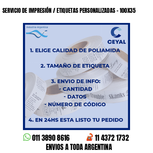 SERVICIO DE IMPRESIÓN / ETIQUETAS PERSONALIZADAS – 100X35