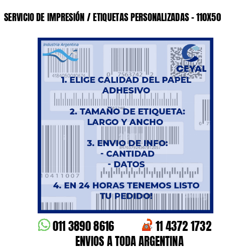 SERVICIO DE IMPRESIÓN / ETIQUETAS PERSONALIZADAS - 110X50