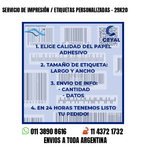 SERVICIO DE IMPRESIÓN / ETIQUETAS PERSONALIZADAS - 29X20