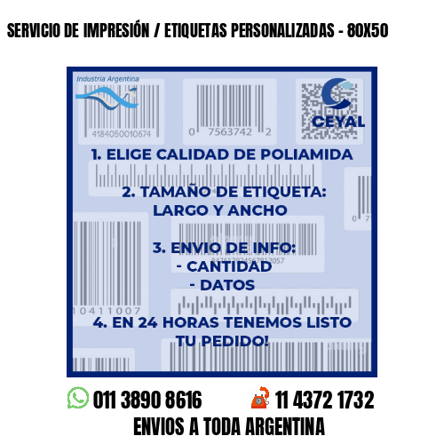 SERVICIO DE IMPRESIÓN / ETIQUETAS PERSONALIZADAS – 80X50