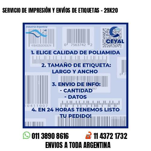 SERVICIO DE IMPRESIÒN Y ENVÍOS DE ETIQUETAS - 29X20