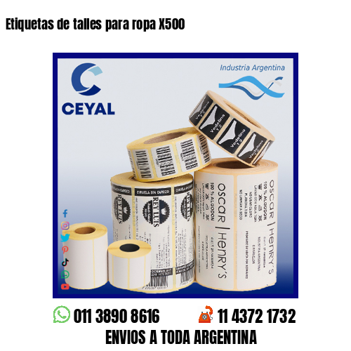 Etiquetas de talles para ropa X500