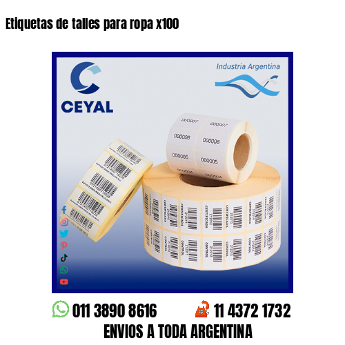 Etiquetas de talles para ropa x100