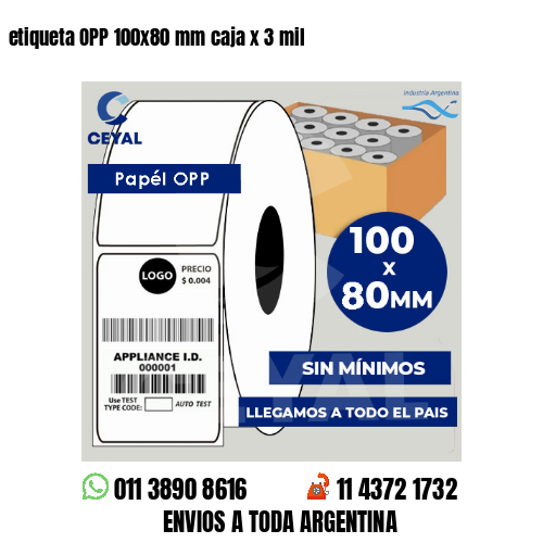 etiqueta OPP 100x80 mm caja x 3 mil      