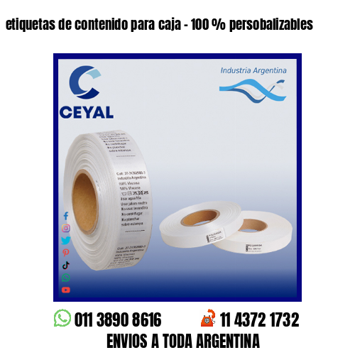 etiquetas de contenido para caja - 100 % persobalizables