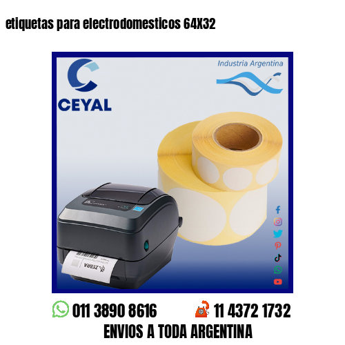 etiquetas para electrodomesticos 64X32