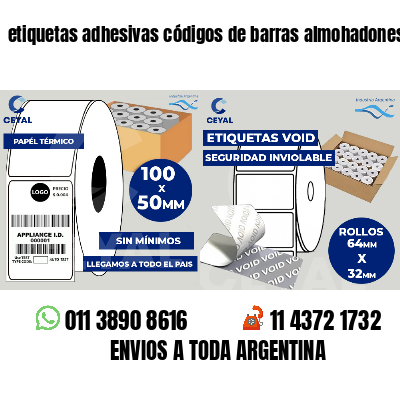 etiquetas adhesivas códigos de barras almohadones