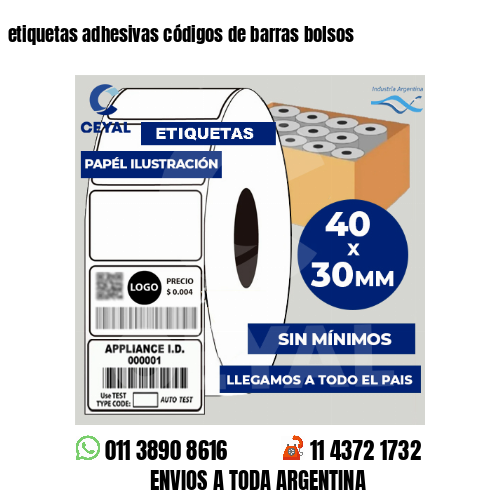 etiquetas adhesivas códigos de barras bolsos