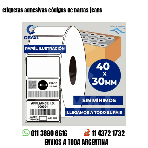 etiquetas adhesivas códigos de barras jeans