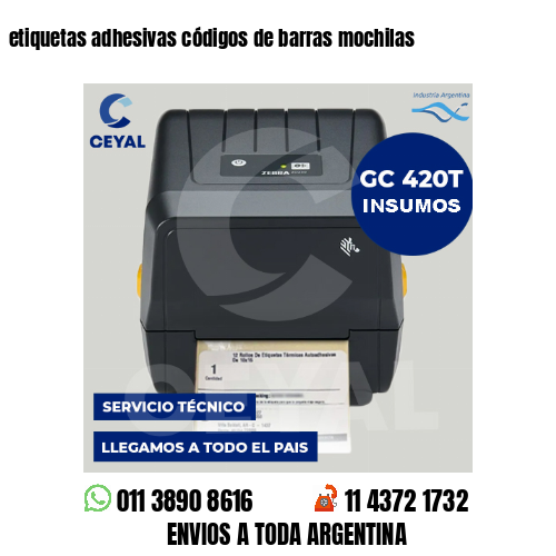 etiquetas adhesivas códigos de barras mochilas