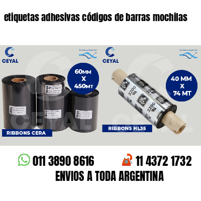 etiquetas adhesivas códigos de barras mochilas