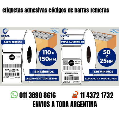 etiquetas adhesivas códigos de barras remeras