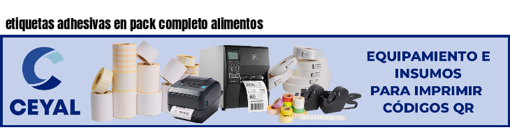 etiquetas adhesivas en pack completo alimentos