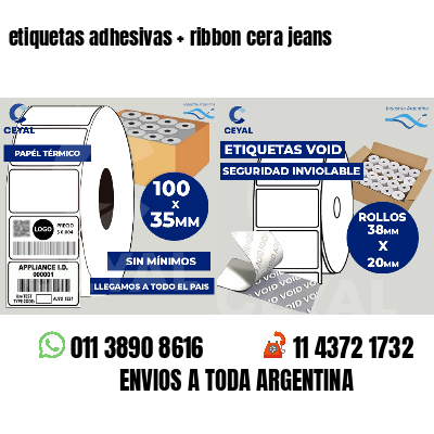 etiquetas adhesivas   ribbon cera jeans