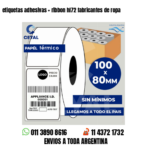 etiquetas adhesivas   ribbon hl72 fabricantes de ropa