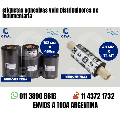 etiquetas adhesivas void Distribuidores de indumentaria