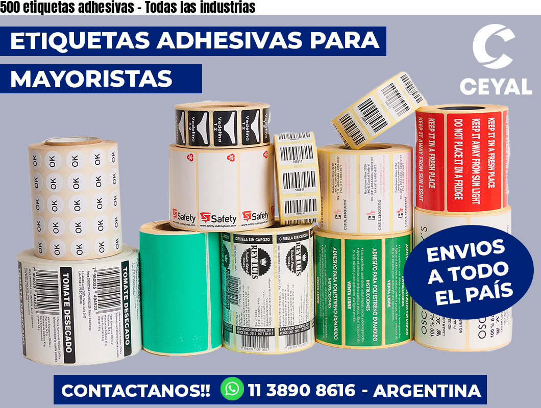 500 Etiquetas Adhesivas – Todas Las Industrias Etiquetas Para Envios