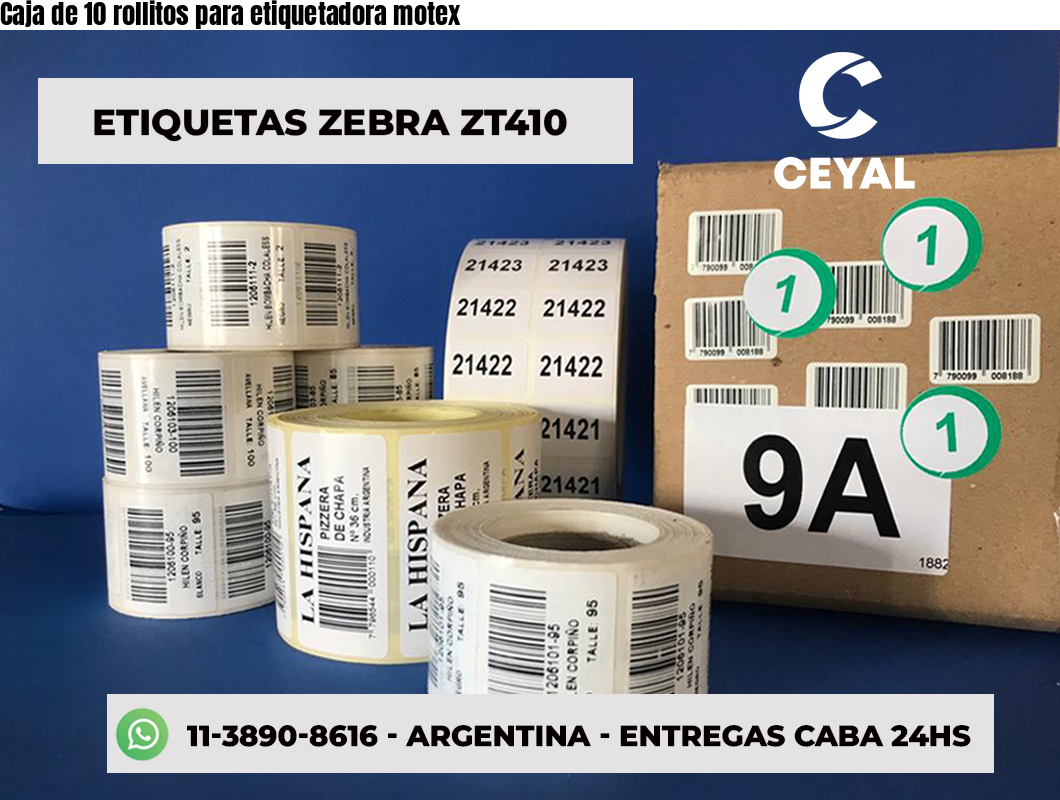 Caja de 10 rollitos para etiquetadora motex