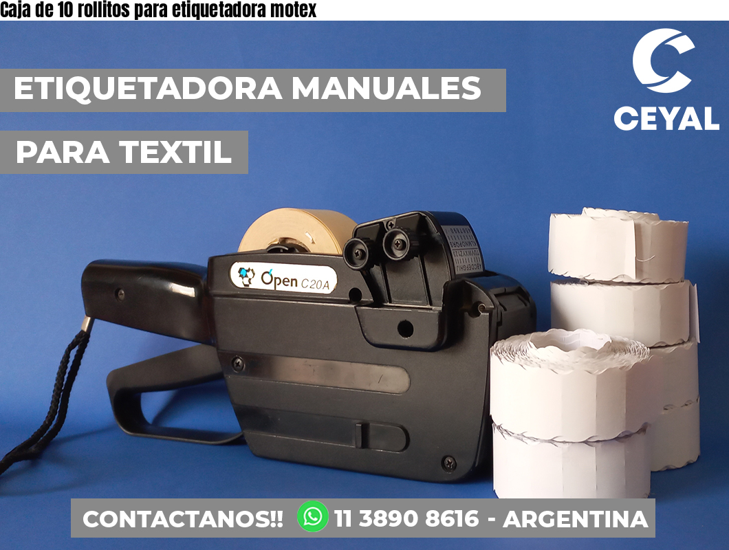 Caja de 10 rollitos para etiquetadora motex