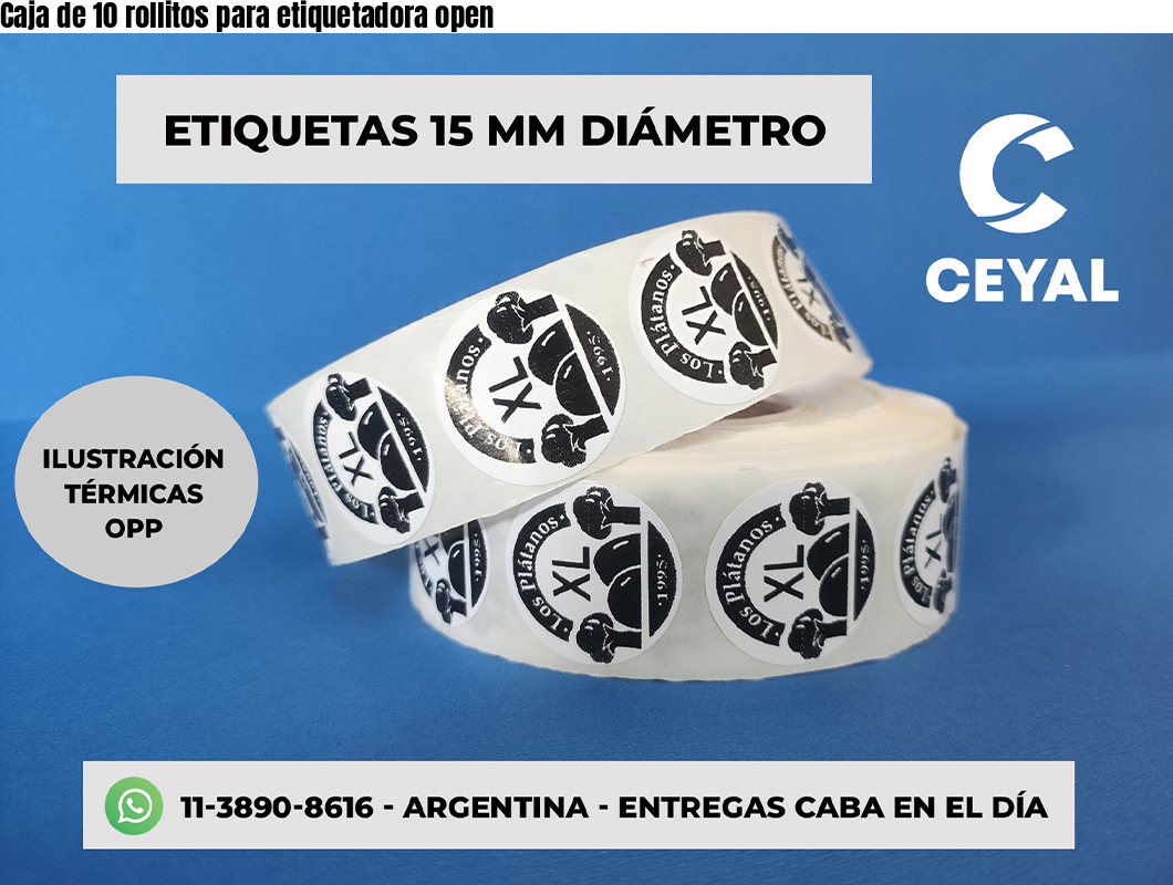 Caja de 10 rollitos para etiquetadora open