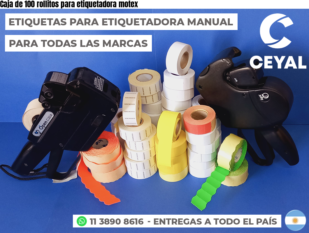 Caja de 100 rollitos para etiquetadora motex