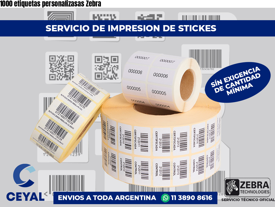 1000 etiquetas personalizasas Zebra