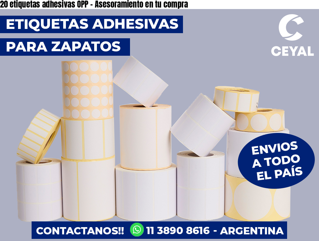 20 etiquetas adhesivas OPP - Asesoramiento en tu compra