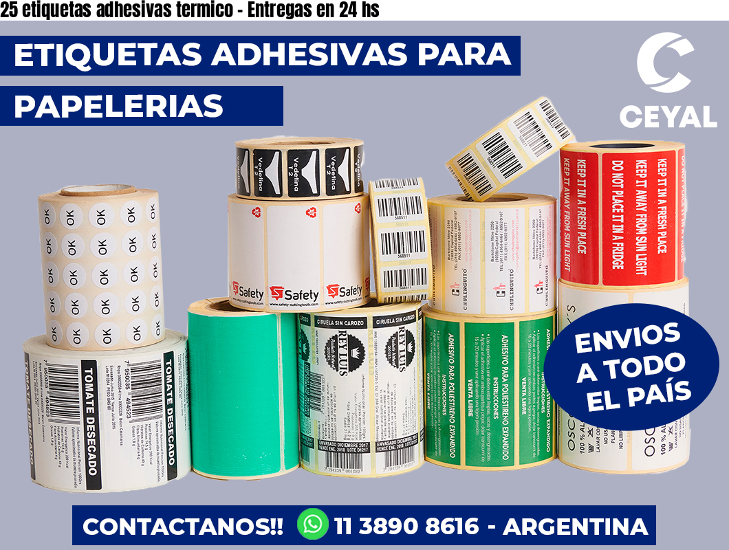 25 etiquetas adhesivas termico – Entregas en 24 hs