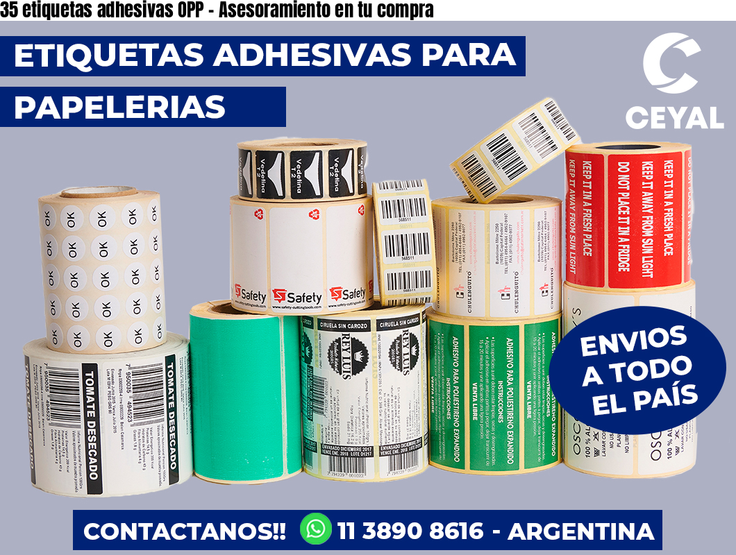 35 etiquetas adhesivas OPP - Asesoramiento en tu compra