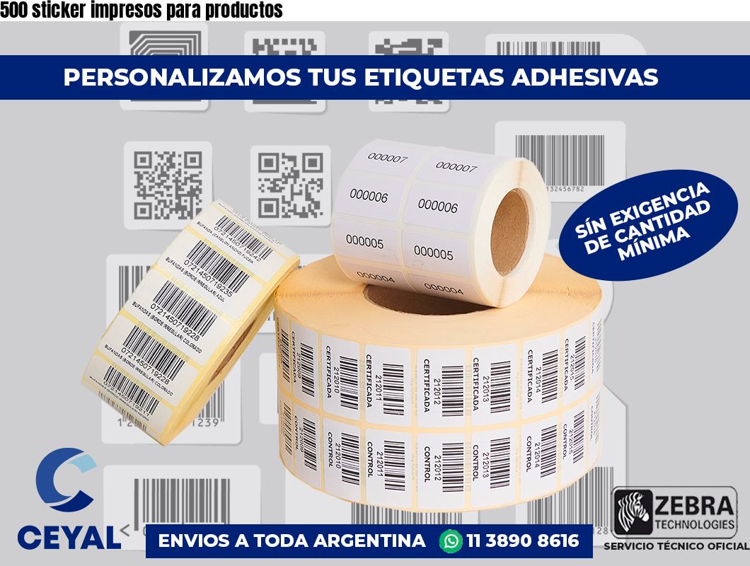 500 sticker impresos para productos