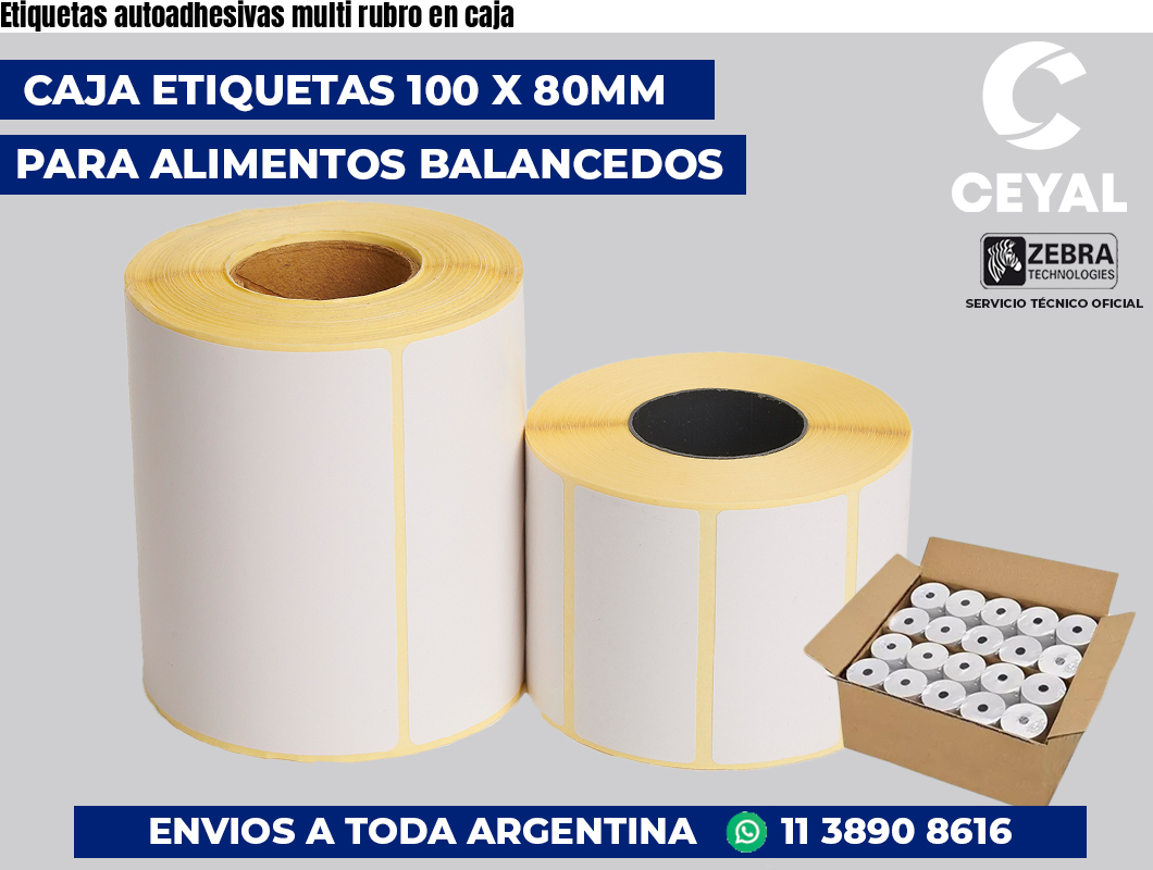 Etiquetas autoadhesivas multi rubro en caja