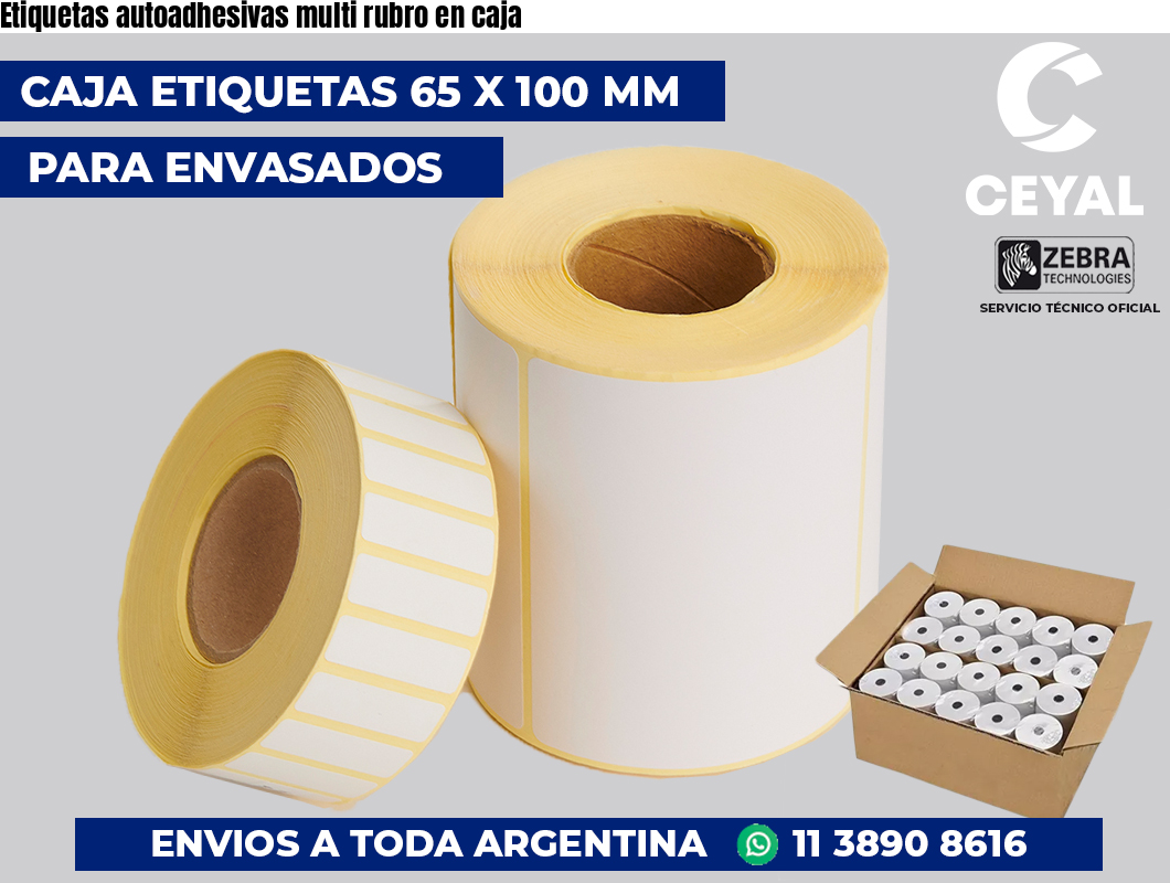 Etiquetas autoadhesivas multi rubro en caja