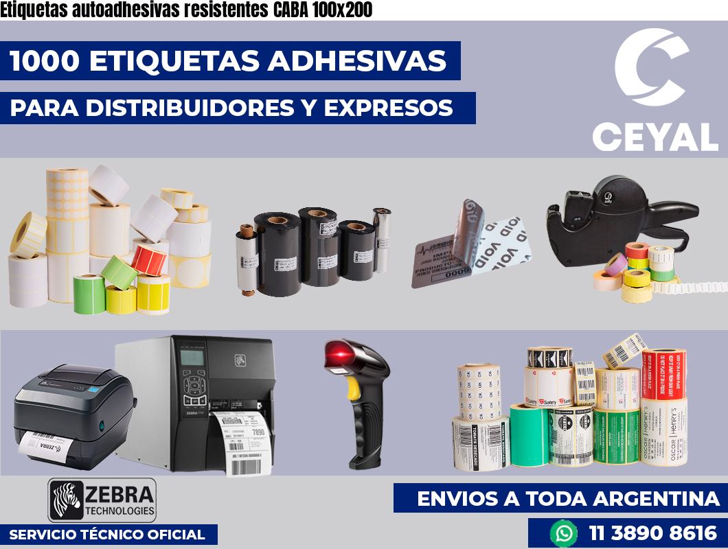 Etiquetas autoadhesivas resistentes CABA 100×200